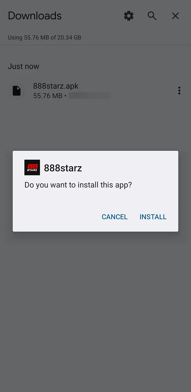 Please confirm the installation of the 888starz app.